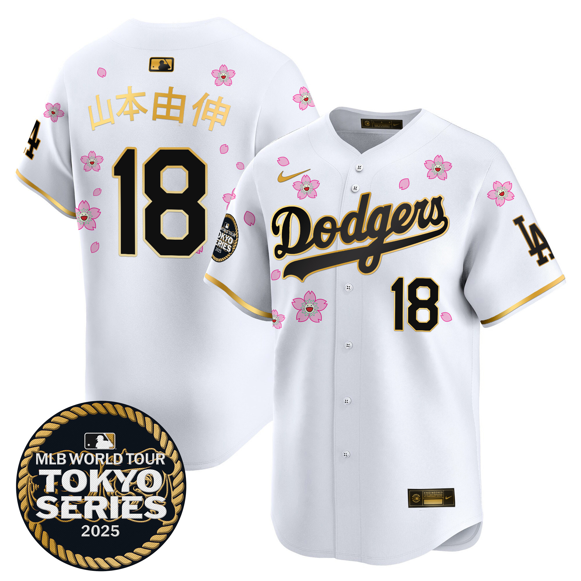 Men Los Angeles Dodgers #18 Yamamoto Tokyo Series  white Limited Stitched 2025 Jersey->los angeles dodgers->MLB Jersey